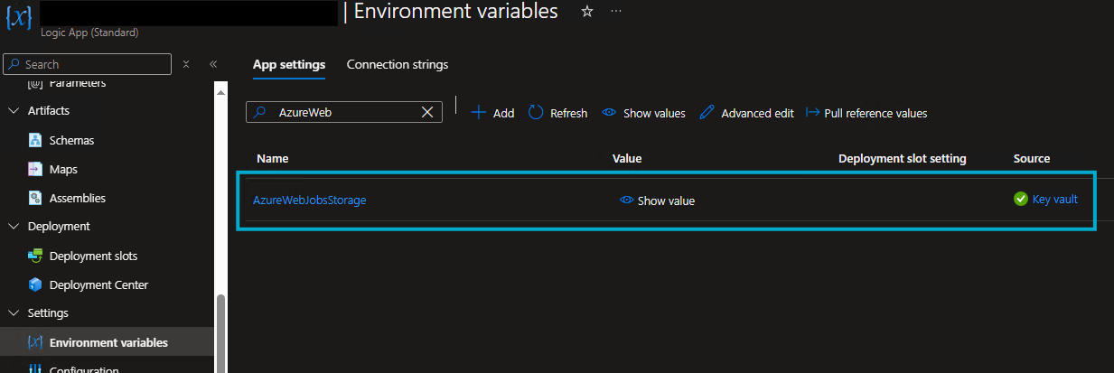 Appsetting In Azure Portal