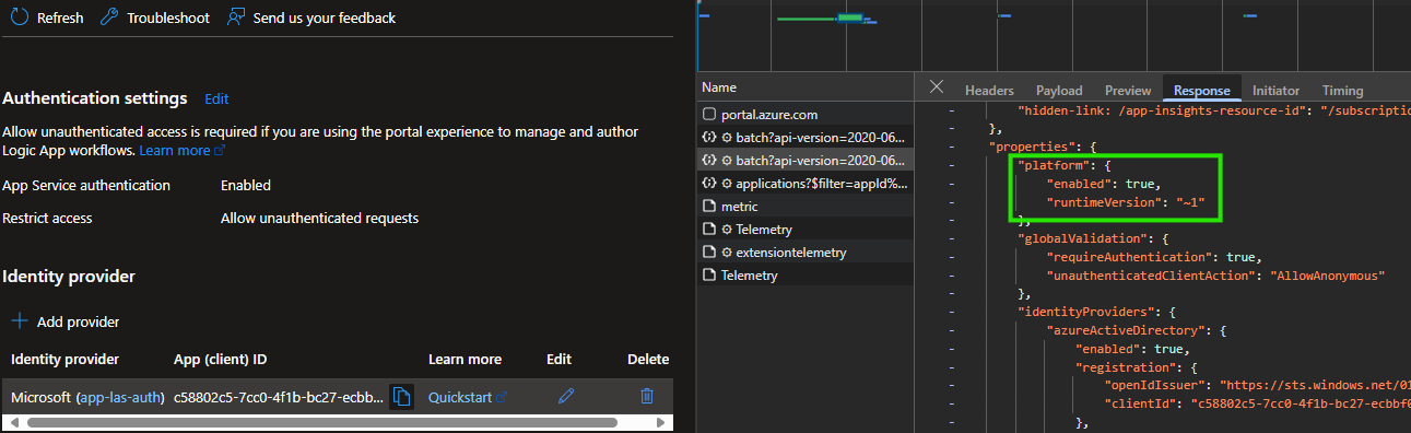 Easy Auth in Azure Portal