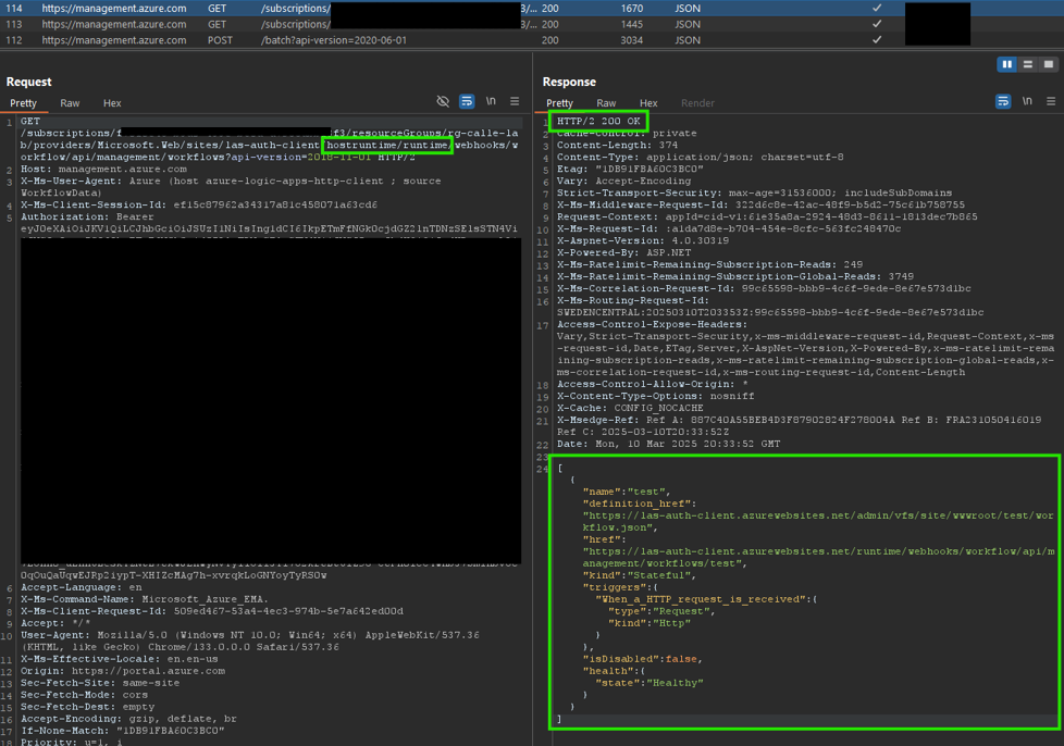 Allowed requests in Azure Portal