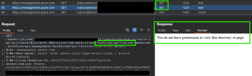 Blocked requests in Azure Portal